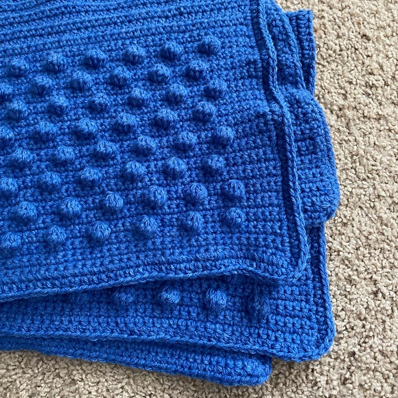 Cobalt Blue Baby Crochet Blanket - Picture 2 of 3